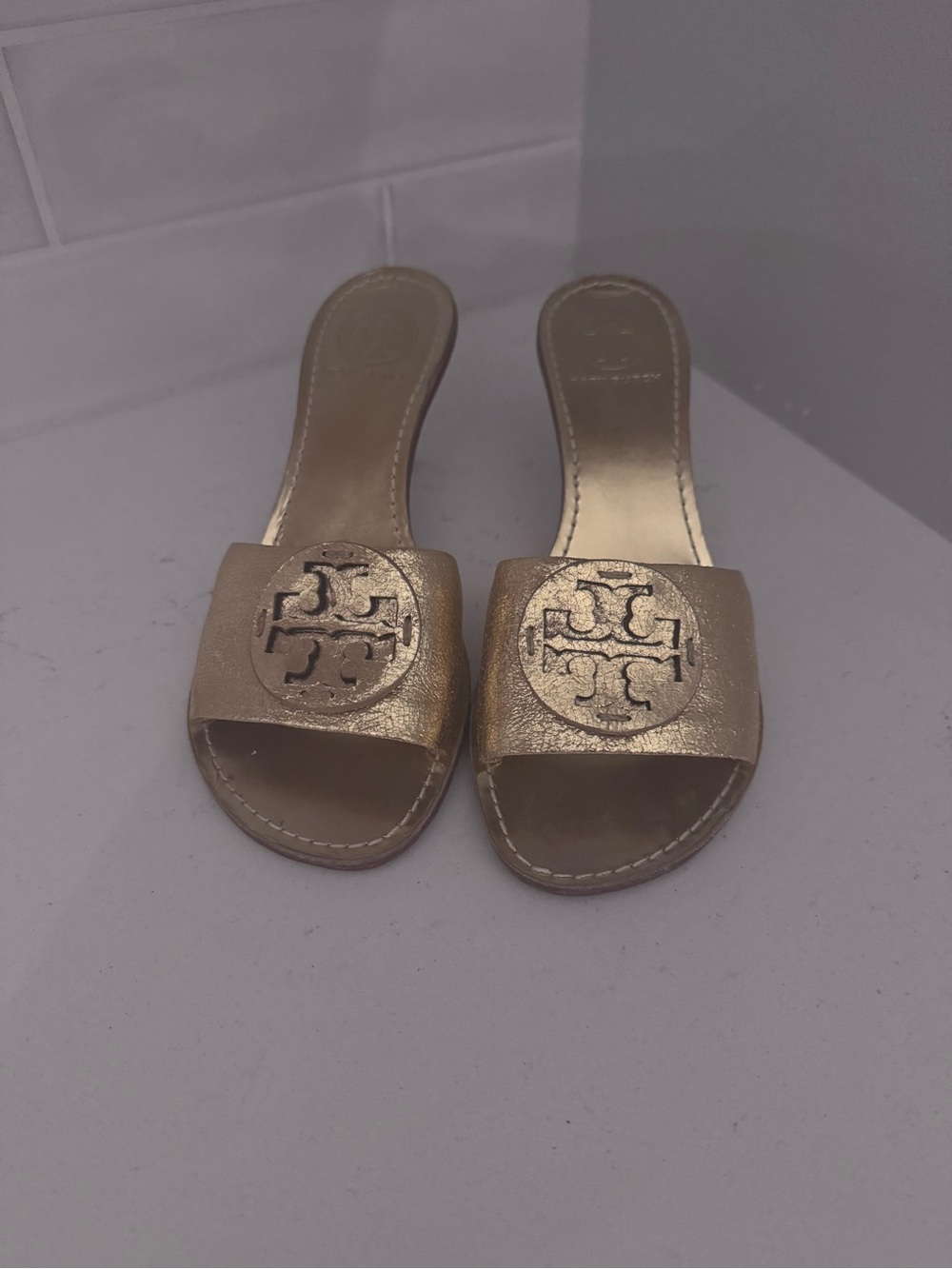 Tory Burch Gold Kitten Heel